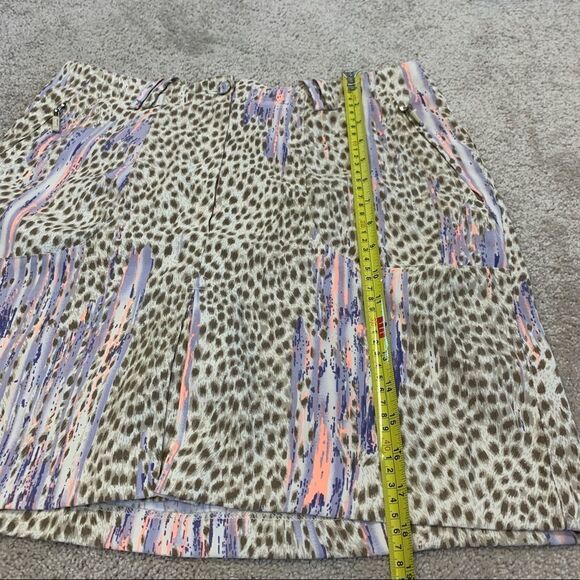 DKNY Golf Leopard cheetah animal print tan brown lilac peach skirt Sz 10 NWOT - Picture 11 of 13